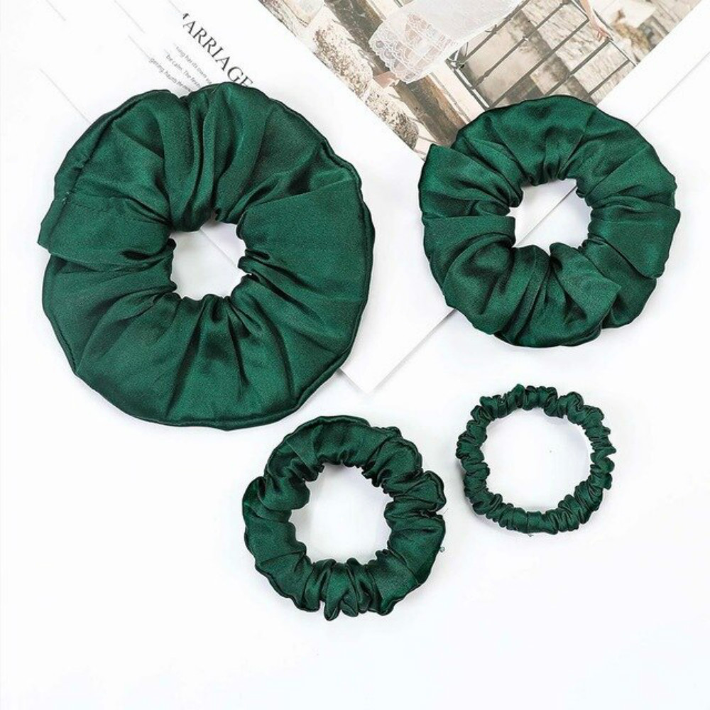 Green Jade Silk Scrunchies