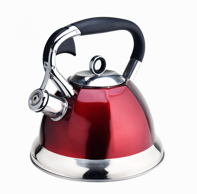 red color whistling spout tea kettle 393