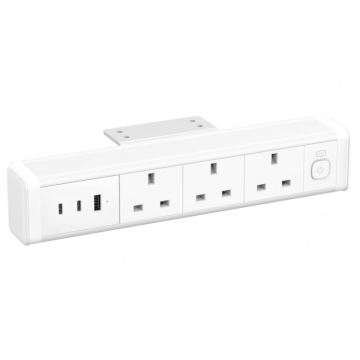 Removable Under Desk Power Socket with Fast Charging 65W USB-C and USB-A Ports