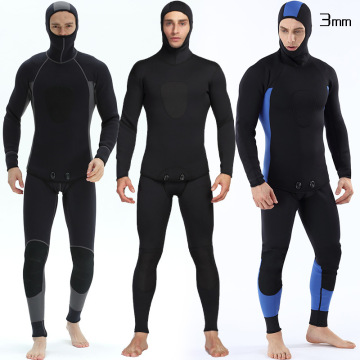 Keeping Warm Professional 3MM 2-Piece Neoprene Scuba Dive Wetsuit Zipper Split Spearfishing Wet Suit Hooded Diving Suits For Men