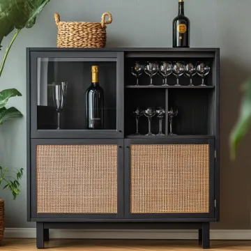 Modern Rattan Sideboard Buffet Storage Cabinet for Dining Room