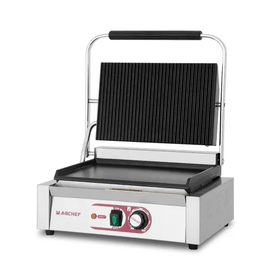 High Quality Commercial Ribbed and Flat Electric Panini Grill