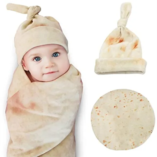 Kakaya Burrito Swaddle Blanket Tortilla Wrap Blanket with Hat Super Soft Great Gift for Baby