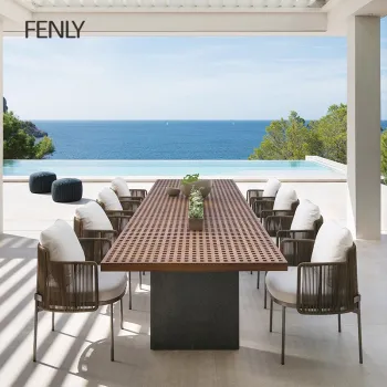 Luxury Outdoor Garden Furniture: Rattan & Teak Wood Table and Chair Sets