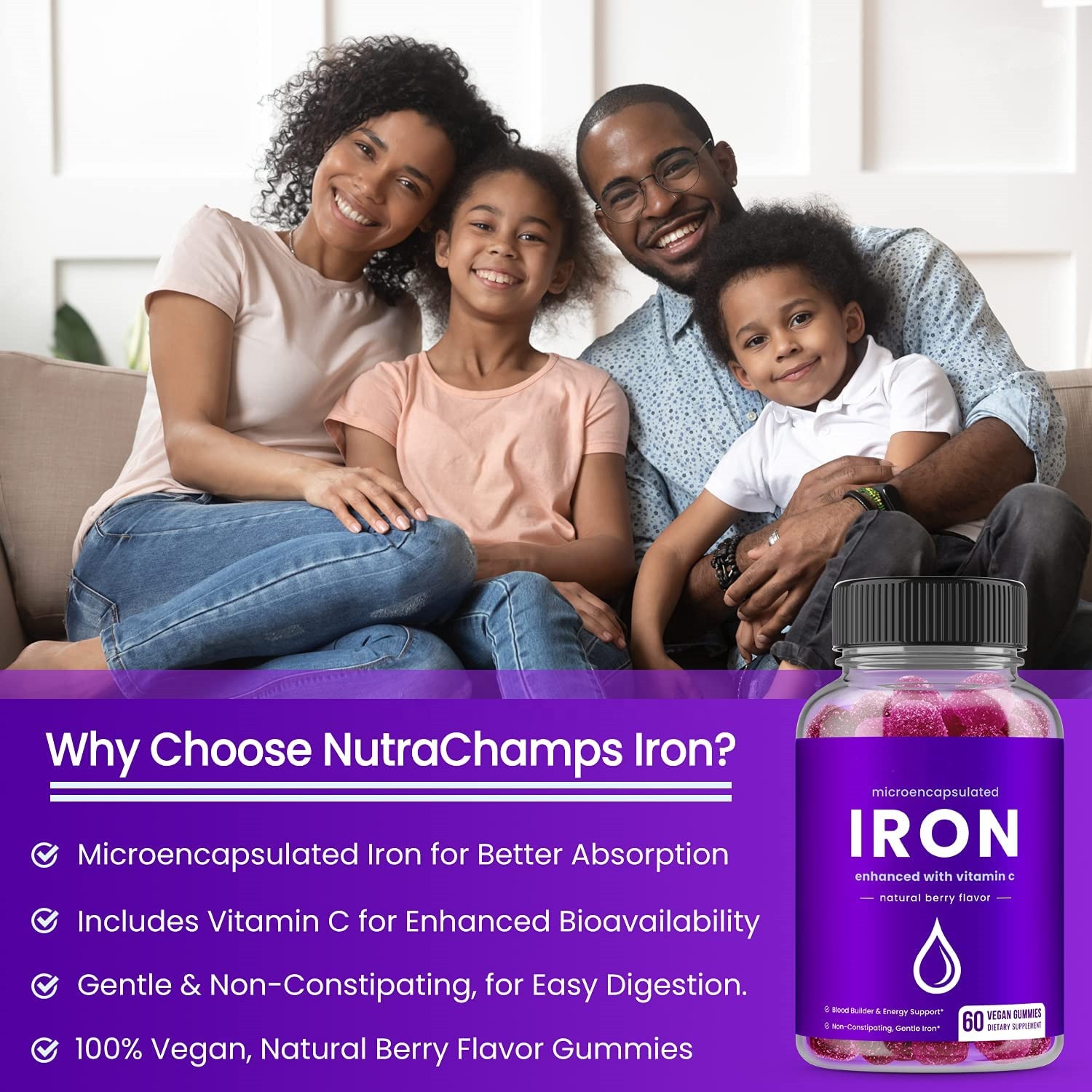 OEM/ODM Iron Gummies Supplement for Adults and Kids Iron Gummies with Vitamin C Gummies