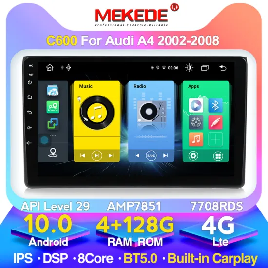 Android 10 4G RAM 128G ROM Car Radio Multimedia Player GPS for Audi A4 B6 S4 RS4 B7 SEAT Exeo Support 4G SIM CARPLAY WIFI SWC