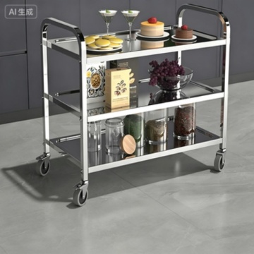 Durable Two Tier Stainless Steel Food Cart for Restaurants and Hot Pot Shops