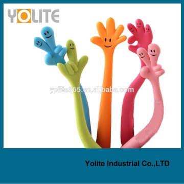 Silicone PP creative stationery ballpoint pen/colorful gestures for children study