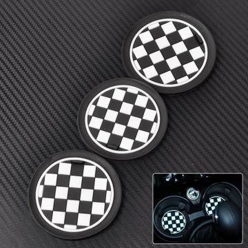 CITALL 3pcs Chess Patten Anti-Slip Cup Mat for Mini JCW R57 R58 R59 R55 R56 jack union cup mat car cup mat