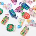 100 stks Kawaii Plat Hars Cabochon Glitter Kat Snoep Hars Cabochons Plaksteen DIY Haar Boog Telefoon Case Decoratie