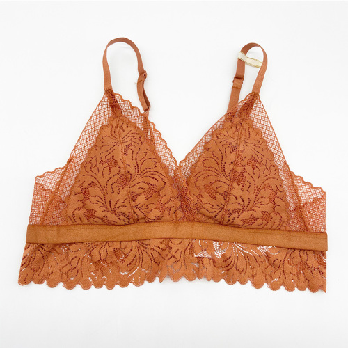 Conjunto de calcinhas Bralette acolchoadas com flor de renda feminina