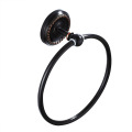 Black American kitchen and bathroom hardware pendant wall-mounted brass material round black bronze towel ring