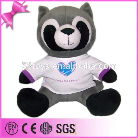 wholesale China gray soft fabric plush raccoon plush stuffed toy