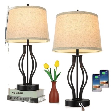 Retro Simple Touch Dimmer bordslampa med USB -laddning för sovrum och skrivbord