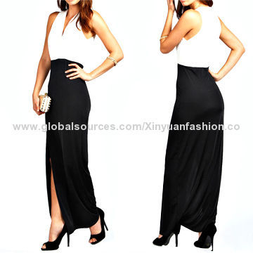 Casual Evening Dress, V-neck Design, Made of 100% Polyester Material