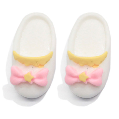 Kawaii Girls Slippers Resin Beads with Bowknot Ornament Charms Artificial Shoes DIY Craft for Scrapbook Making
