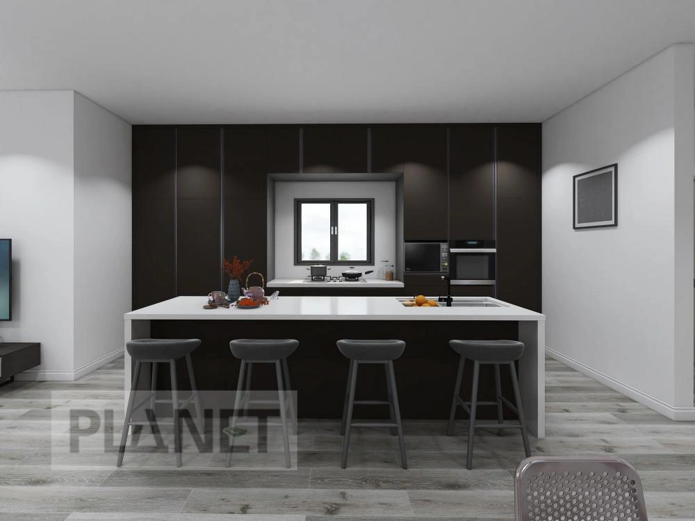 Modern Design Kitchen Cabinet with Waterfall Island