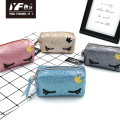 Cute eye style glitter PU coin purse