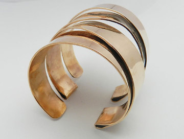 925 Sterling Silver Double Fold Formed Copper Cuff bracelet