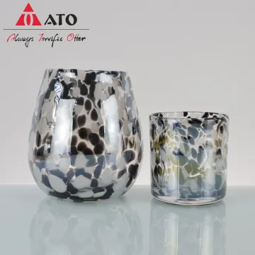 Black Color dot hand-blownglass cup Water Juice Glass