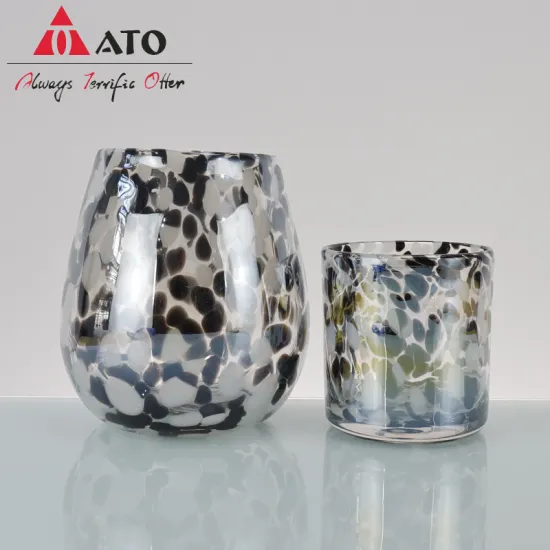Black Color dot hand-blownglass cup Water Juice Glass