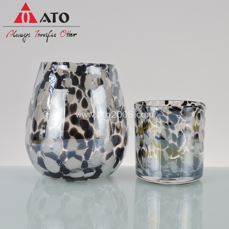 Black Color dot hand-blownglass cup Water Juice Glass