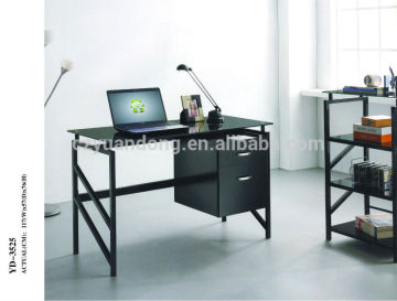 Modern tempered glass desktop computer desk with drawers