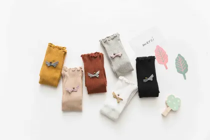 Cute Cartoon Baby Pantyhose with Bow and Bell Cotton Stretch Socks for Children