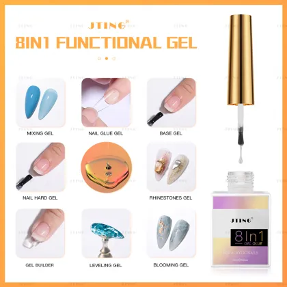 JTING 8-in-1 Nail Function Glue Gel for Rhinestones - OEM ODM Nail Hard Builder Base Gel