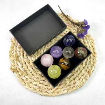 Wholesale 30mm Energy Gemstone Crystal Ball Sphere Set with Box