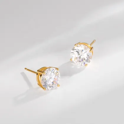 High Quality 925 Sterling Silver Four Claw Zircon Fashion Stud Earrings