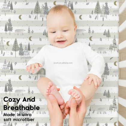 Forest Stripe Cotton Sheet Set for Children's Crib Mattress