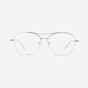 Angular double-bridge Metal Women's Optical Frames