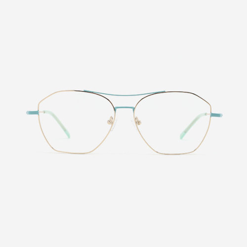 Angular double-bridge Metal Women's Optical Frames