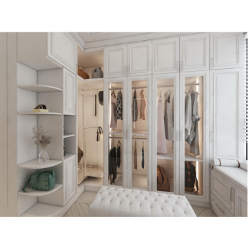 Elegante guardaroba per camera da letto minimalista con porte di vetro