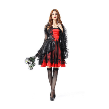 High Quality Black Red Vampire Costume for Halloween Cosplay