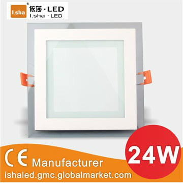 24W LED recessed ceiling panel light,IP22,1920lm,tempering glass