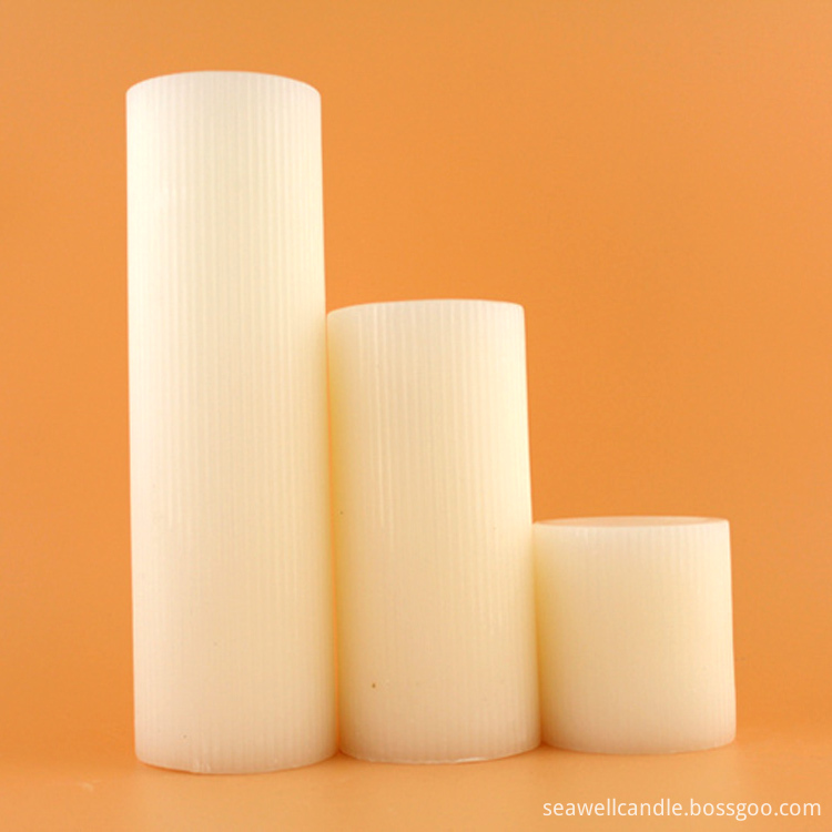 White Unscented Fluted Pillar Candles