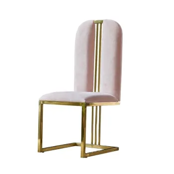 Modern High Back Luxury Fabric Dining Chair with Stainless Steel Legs