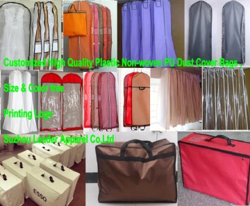 Stock Customized Long PP PU Non Woven Garment Bag Cover for Dust Proof Dress Suits Dresses Bags Printing Logo Bg15