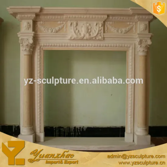 Indoor Carved Column-Style Marble Fireplaces Mantel Stone Sculpture