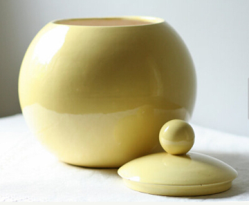 Yellow Large Vintage Porcelain Cookie Jar