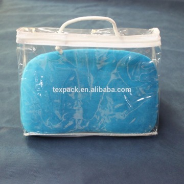 Transparent pvc plastic cushion bag with rope handle and zipper