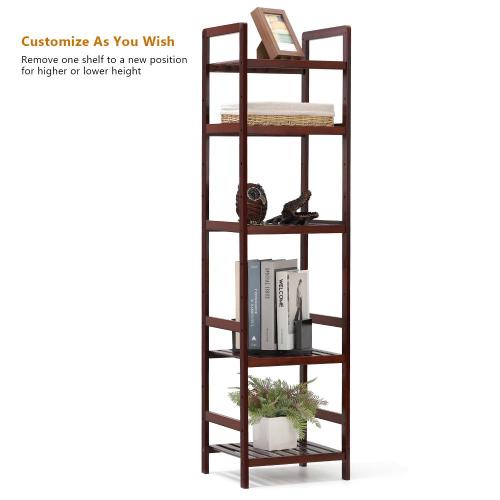 5-Tier Multifunctional Brown Bamboo Storage Rack