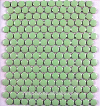 green penny round ceramic mosaic tile