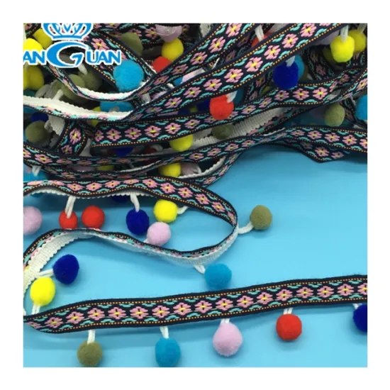 Colorful Dyed Cotton Pom Pom Fringe Tassel Embroidery for Craft Decoration