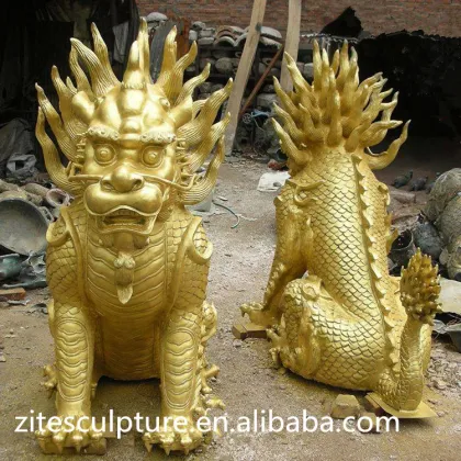 Fine Workmanship Metal Craft Bronze Kylin Kirin Sculpture Qilin Statue