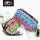 High quality bulk custom logo rainbow color PU geometric travel cosmetic bag for makeup