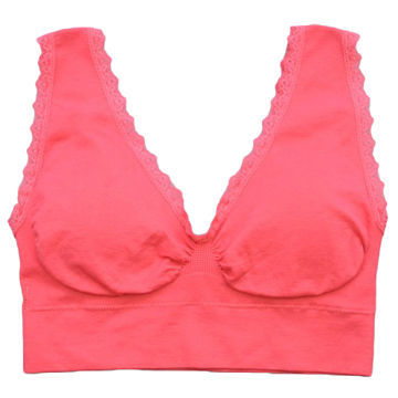 Seamless Camisole with Lace Trim Around, Custom Logo and Brand Name are Welcome, OEM Factory