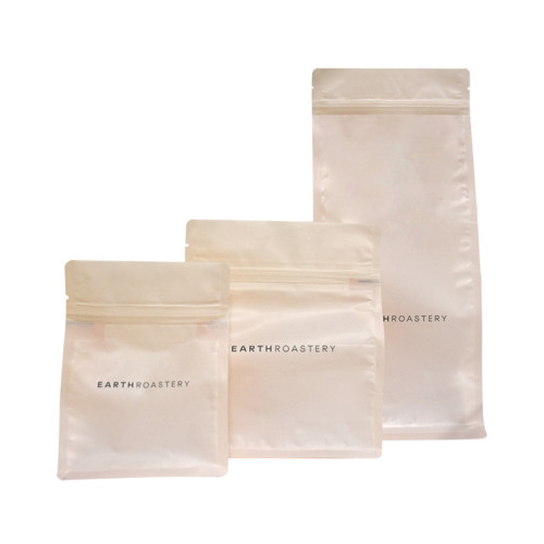 OEM Food Ziplock Kraft Brown Paper Block Bottom Tea Package com design